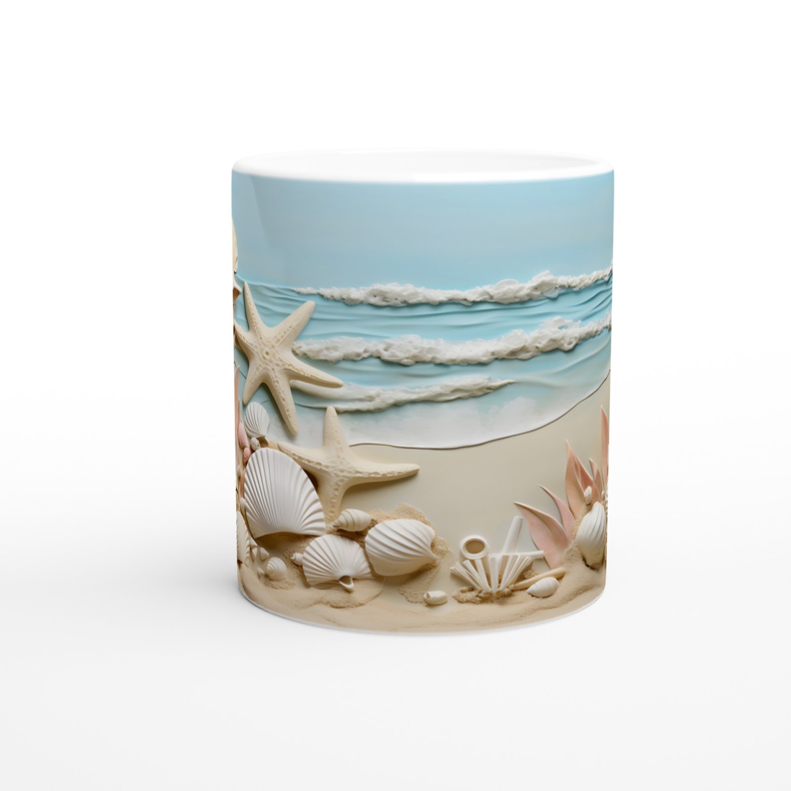 Kumsal ve Deniz Dalgalı Kabuk Temalı Su Altı Kupa Bardak