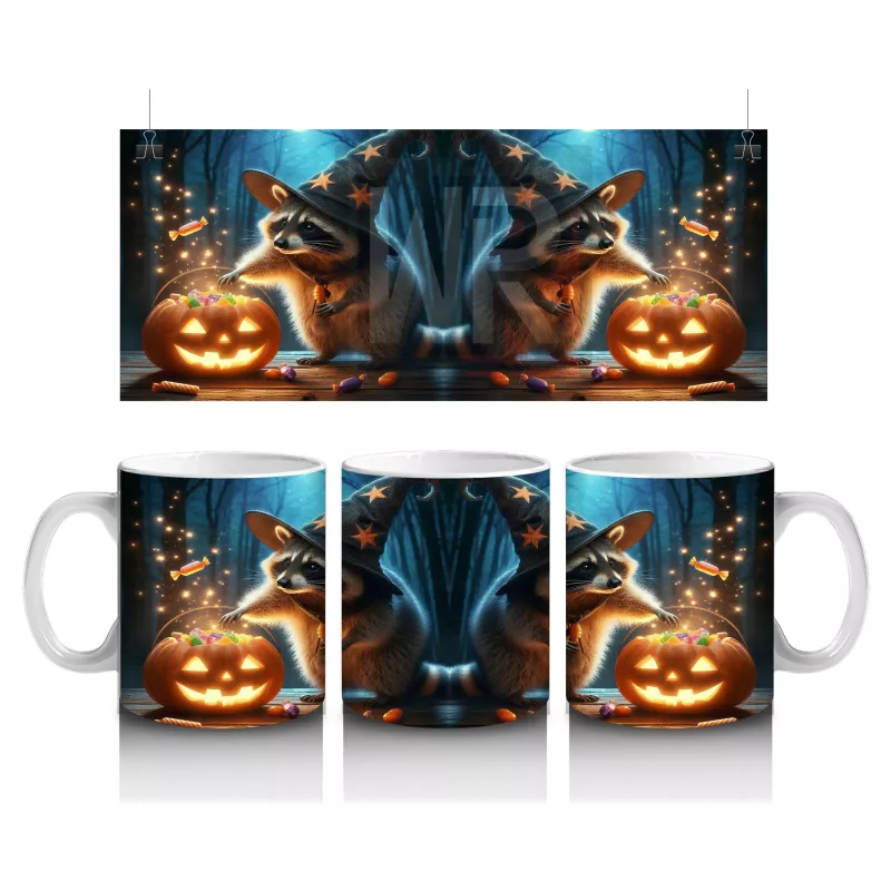 Kurt Adam ve Balkabağı Figürlü Gotik Korku Temalı Cadılar Bayramı Baskılı Kupa