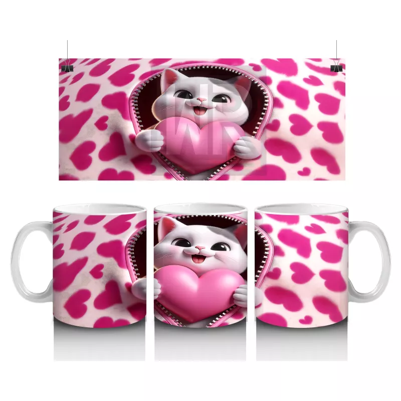 Leopar Desenli Kalpte Sevimli Kedi– Baskılı Kahve Kupası