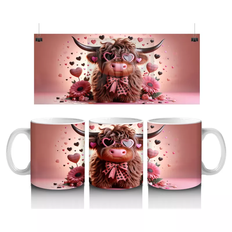 Leopar Desenli Romantik Boğa Figürü – Baskılı Kupa