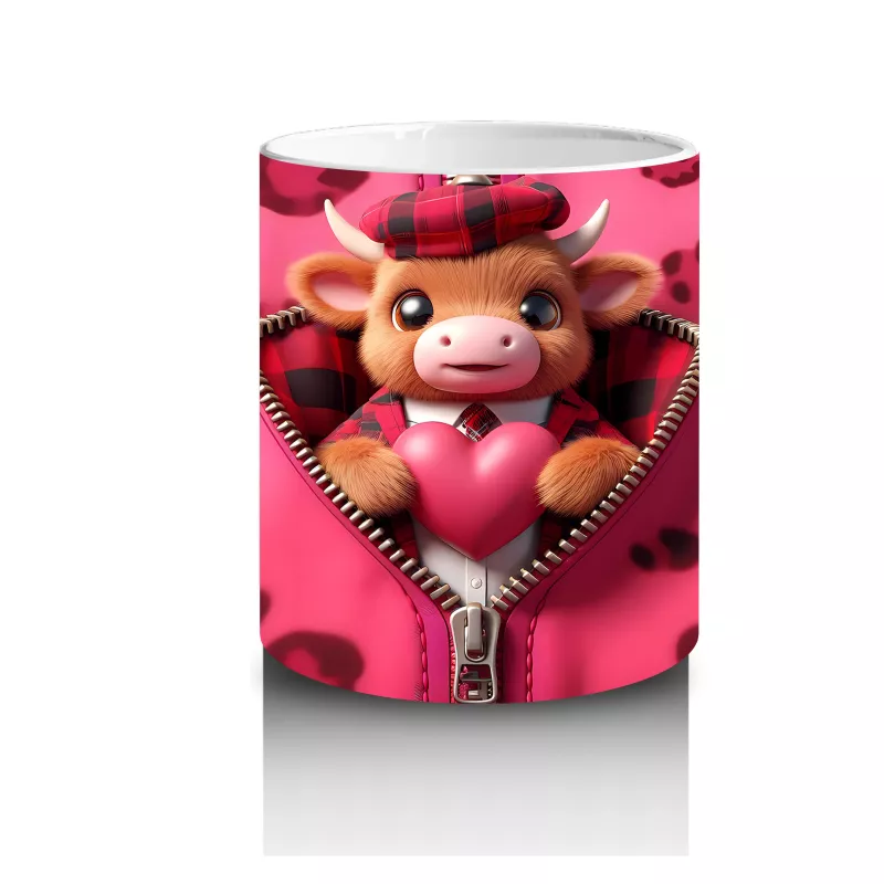 Leopar Desenli Zemin Üzerinde Buzağı Figürü - Baskılı Kahve Kupası - 3