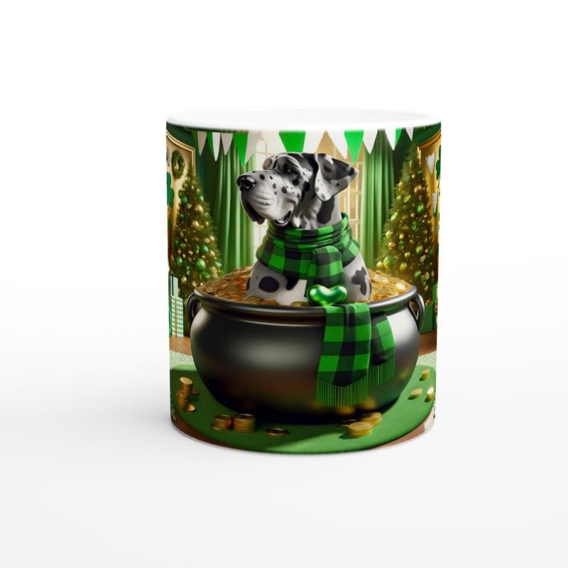 Leprechaun Şapkalı Pofuduk Köpek Temalı Baskılı Kupa Bardak