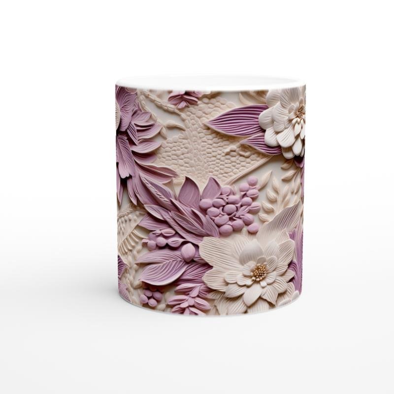 Leylak Baharı Rölyef Çiçekli Kupa Bardak - 2