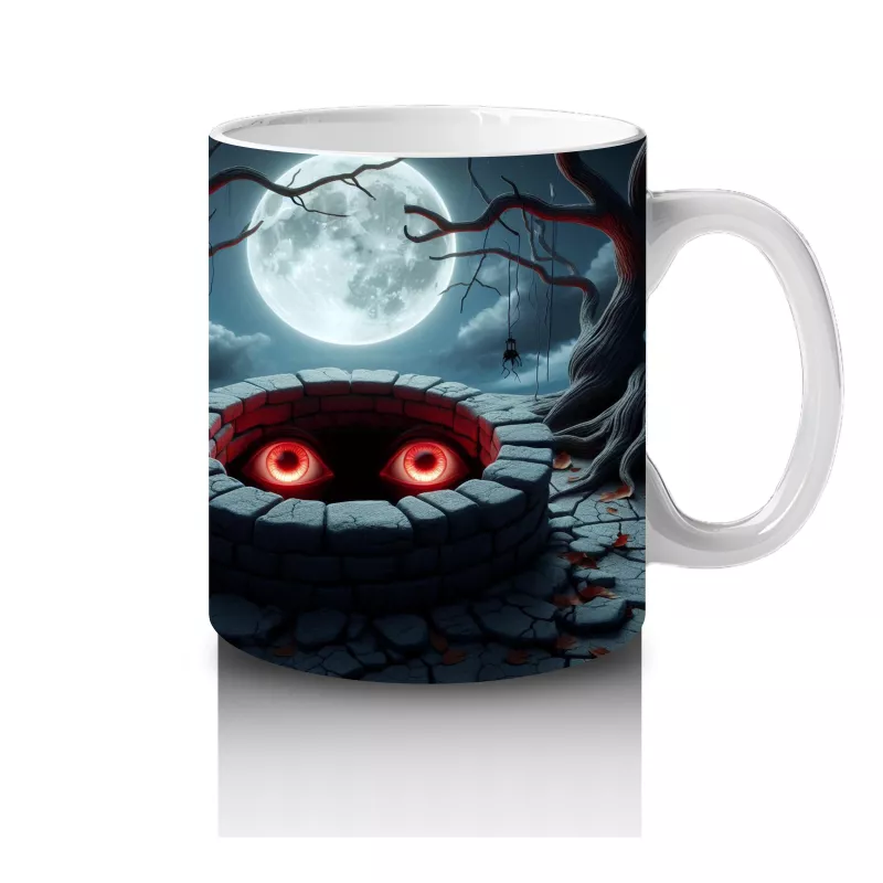 Loş Işıklı Gotik Koridorda Korku Temalı Cadılar Bayramı Baskılı Kupa Bardak - 4