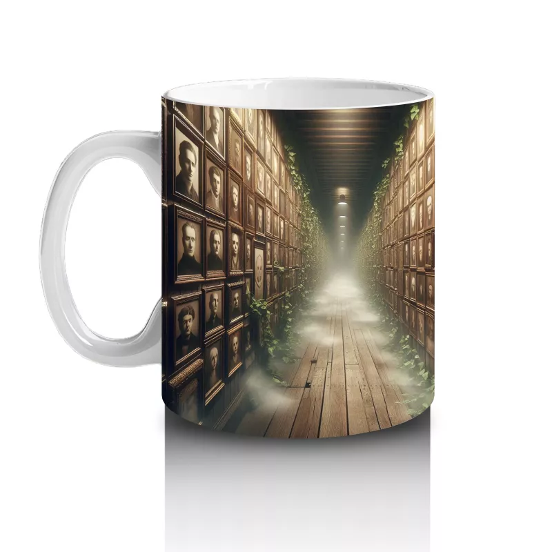 Loş Işıklı Gotik Koridorda Mum Işığı Temalı Cadılar Bayramı Baskılı Kupa - 2