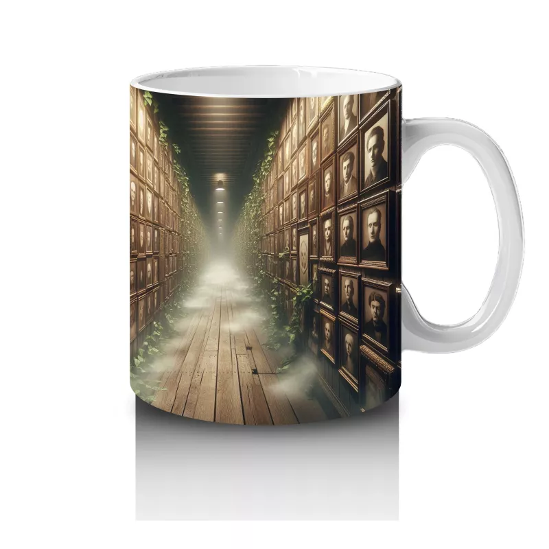 Loş Işıklı Gotik Koridorda Mum Işığı Temalı Cadılar Bayramı Baskılı Kupa - 4