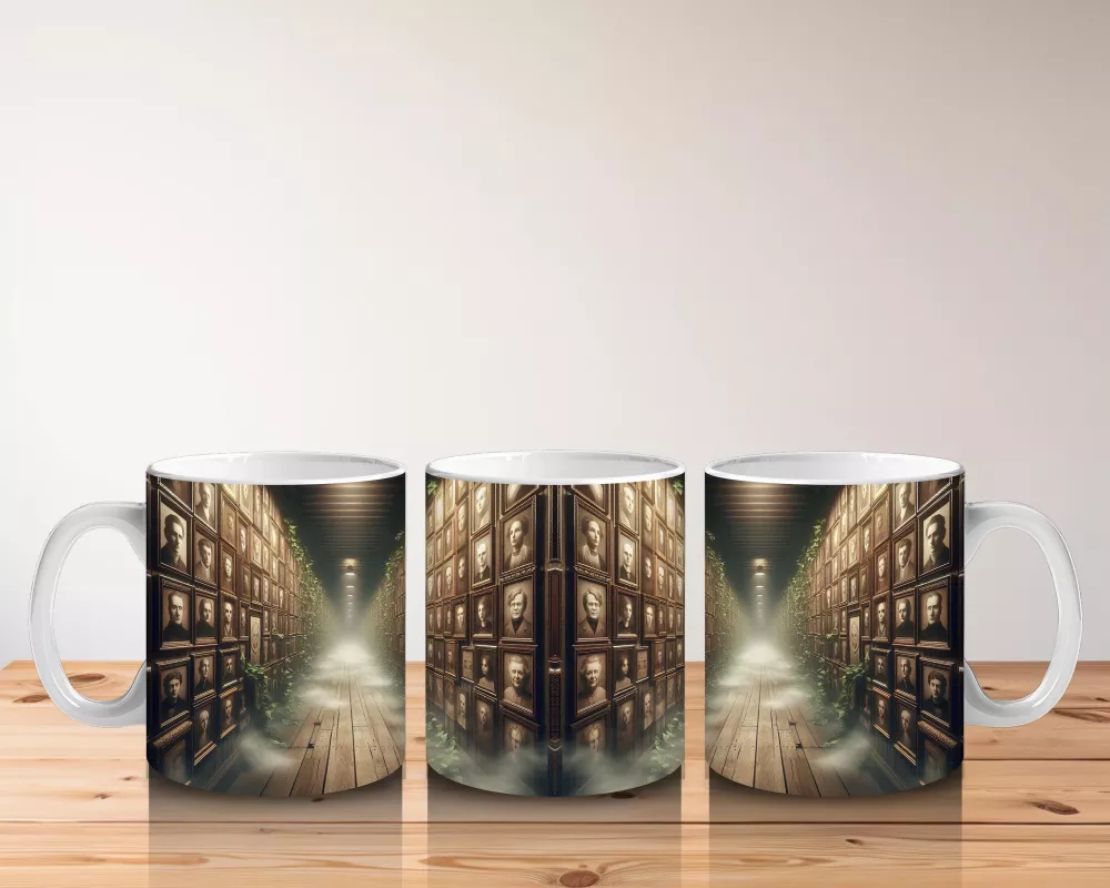 Loş Işıklı Gotik Koridorda Mum Işığı Temalı Cadılar Bayramı Baskılı Kupa - 5