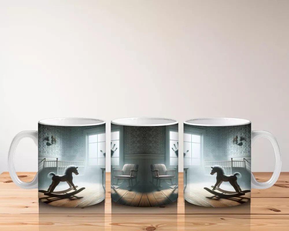 Loş Işıklı Odada Kitap Okuyan Cadı Figürlü Gotik Cadılar Bayramı Baskılı Kupa Bardak - 5