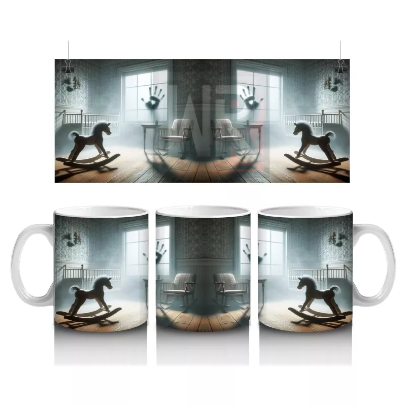 Loş Işıklı Odada Kitap Okuyan Cadı Figürlü Gotik Cadılar Bayramı Baskılı Kupa Bardak