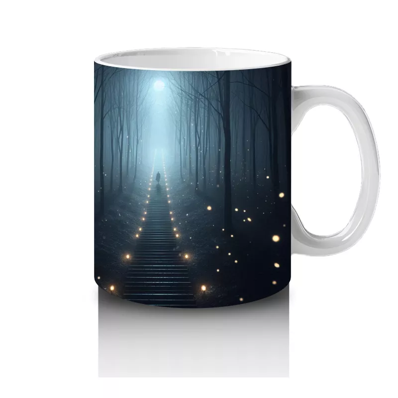 Loş Işıklı Terkedilmiş Koridor Figürlü Korku Temalı Baskılı Kupa Bardak - 4