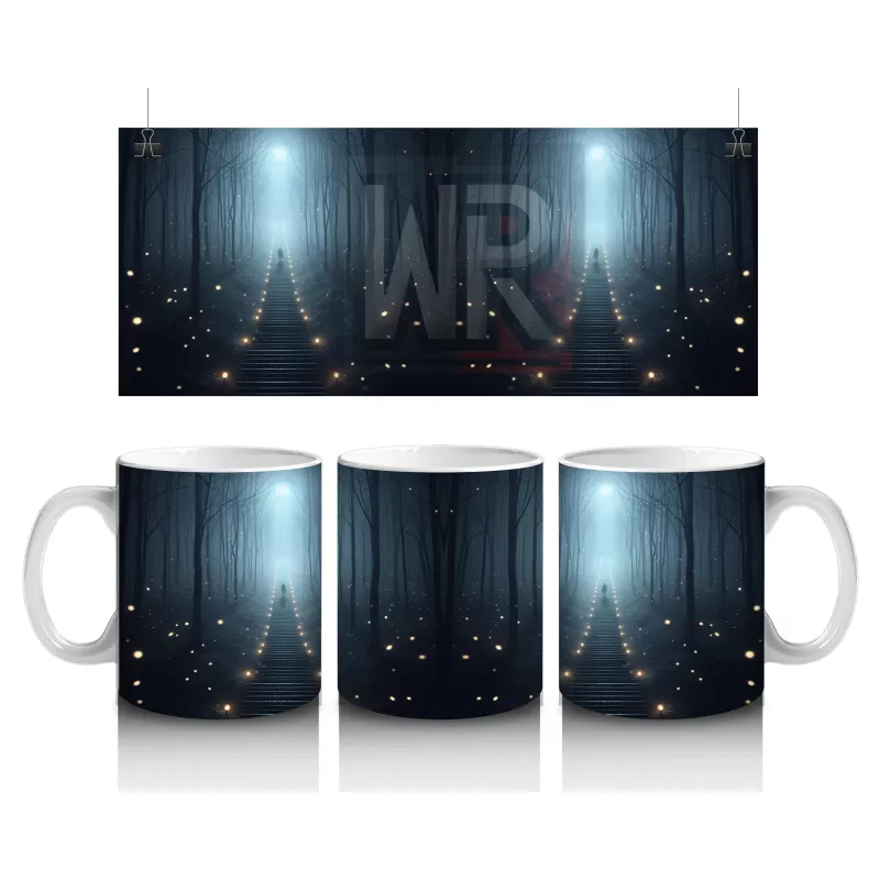 Loş Işıklı Terkedilmiş Koridor Figürlü Korku Temalı Baskılı Kupa Bardak