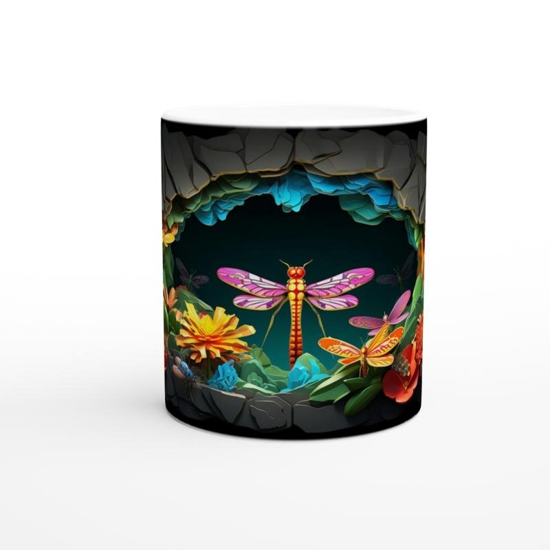 Mağaradaki Renkli Yusufçuklar ve Çiçekler Temalı Baskılı Kupa Bardak