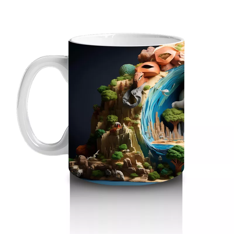 Masalsı Mantar Evreni ve Renkli Dünya – Baskılı Kahve Kupası - 2