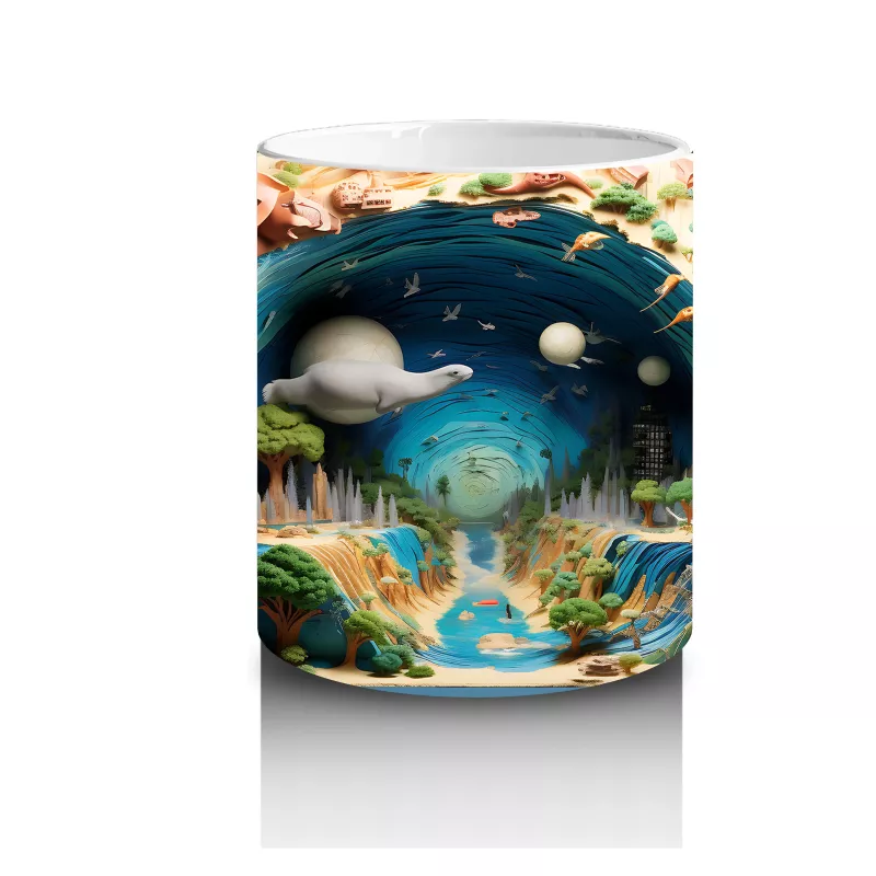 Masalsı Mantar Evreni ve Renkli Dünya – Baskılı Kahve Kupası - 3