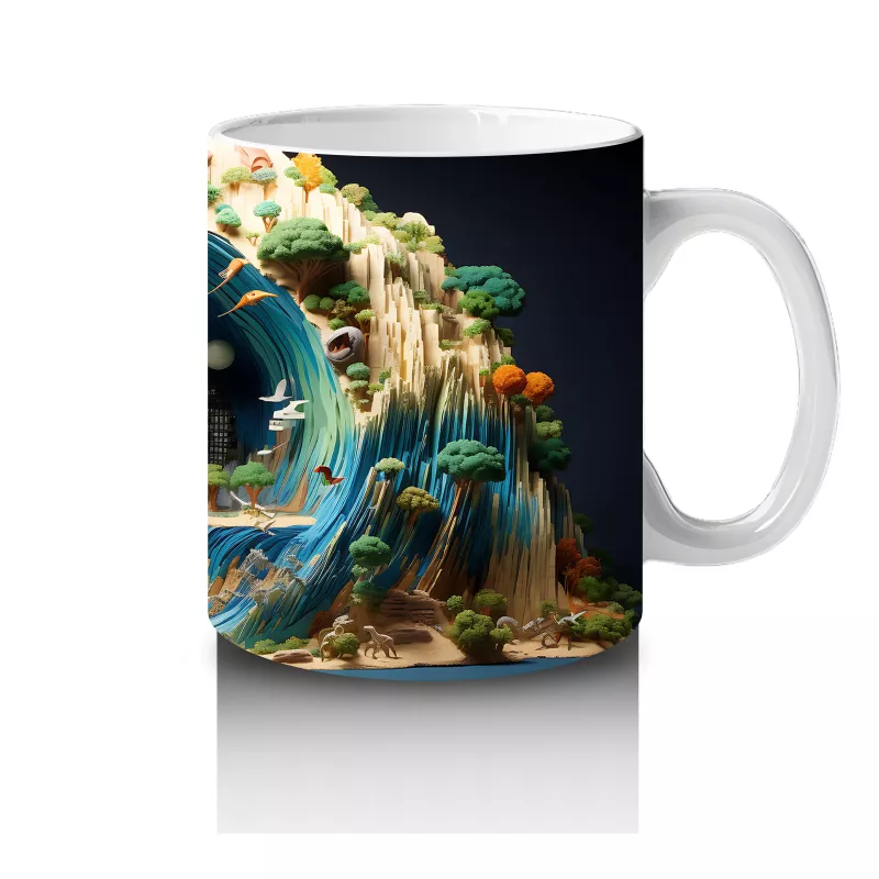 Masalsı Mantar Evreni ve Renkli Dünya – Baskılı Kahve Kupası - 4