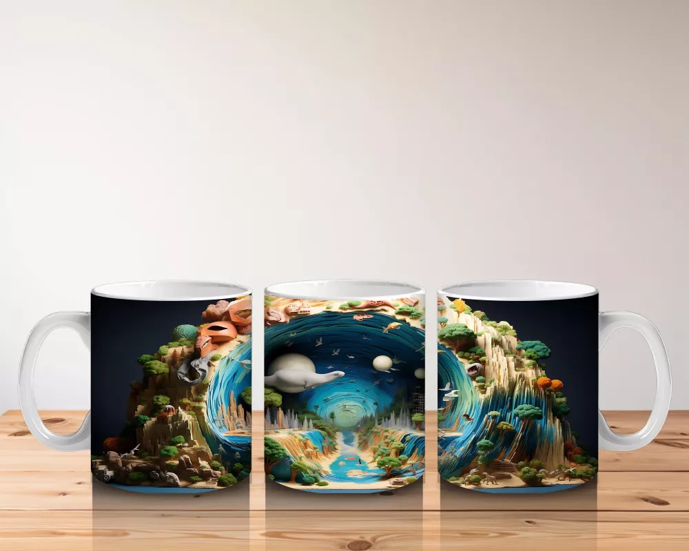 Masalsı Mantar Evreni ve Renkli Dünya – Baskılı Kahve Kupası - 5