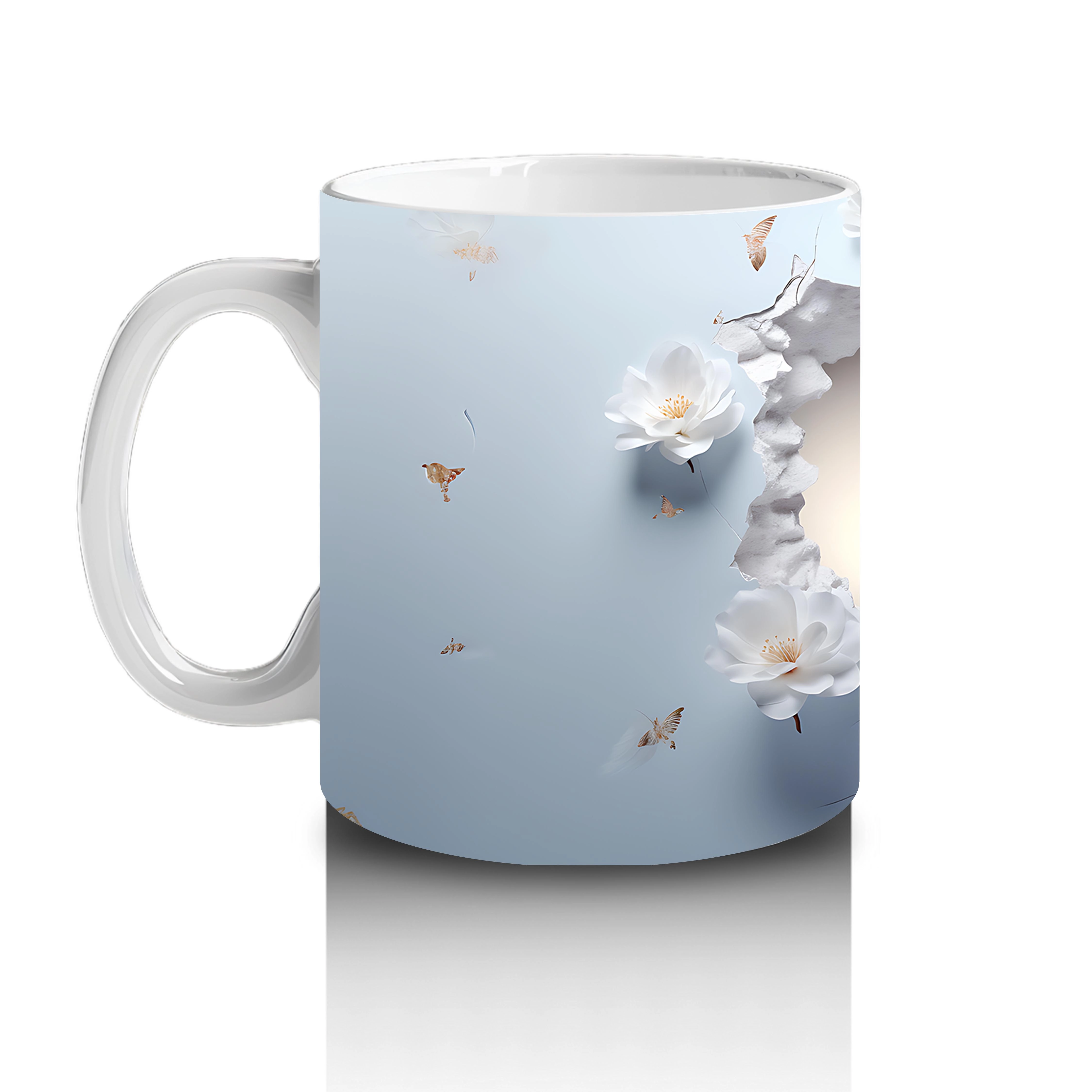 Mavi Arka Planda Şirin Yavru Kaplan – Baskılı Kahve Kupası - 2