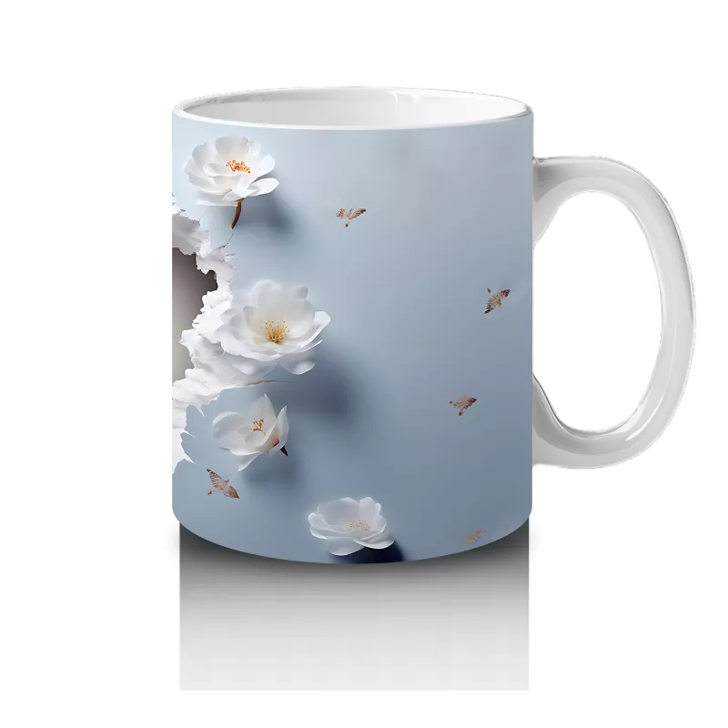 Mavi Arka Planda Şirin Yavru Kaplan – Baskılı Kahve Kupası - 4