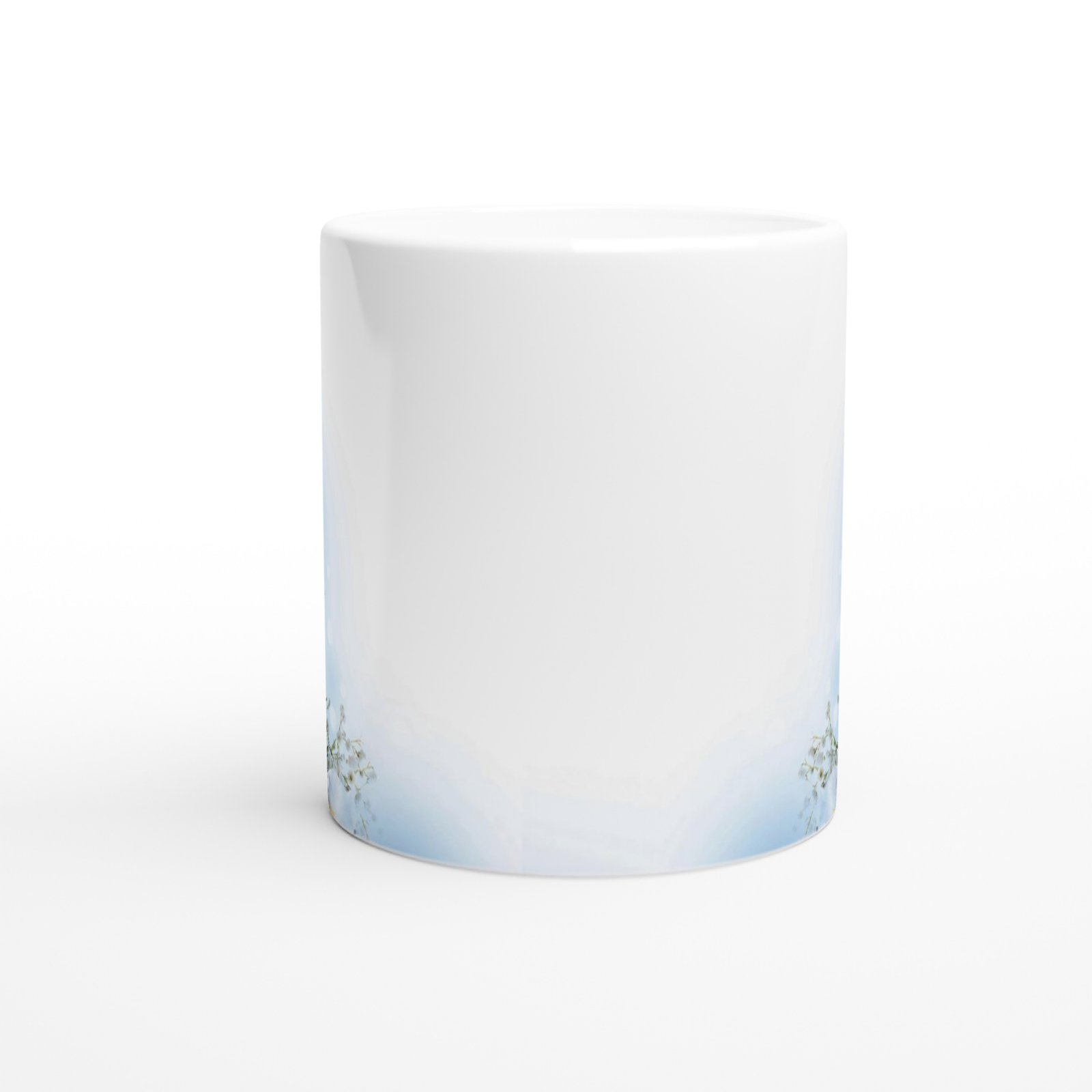 Mavi Beyaz Zarif Çiçek Desenli Kupa Bardak - 2