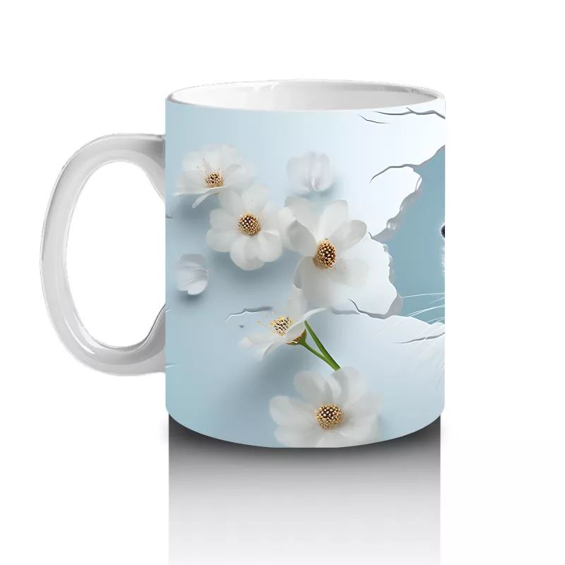 Mavi Fon Üzerinde Su Samuru Figürü – Baskılı Kupa - 2