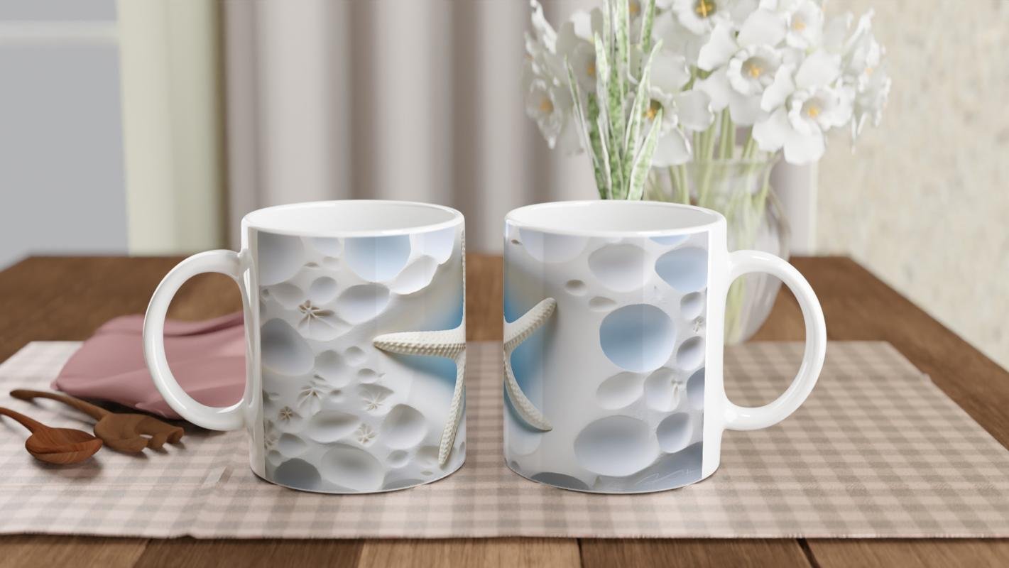 Mavi Gölge Efektli Deniz Yıldızı Su Altı Temalı Kupa Bardak - 5