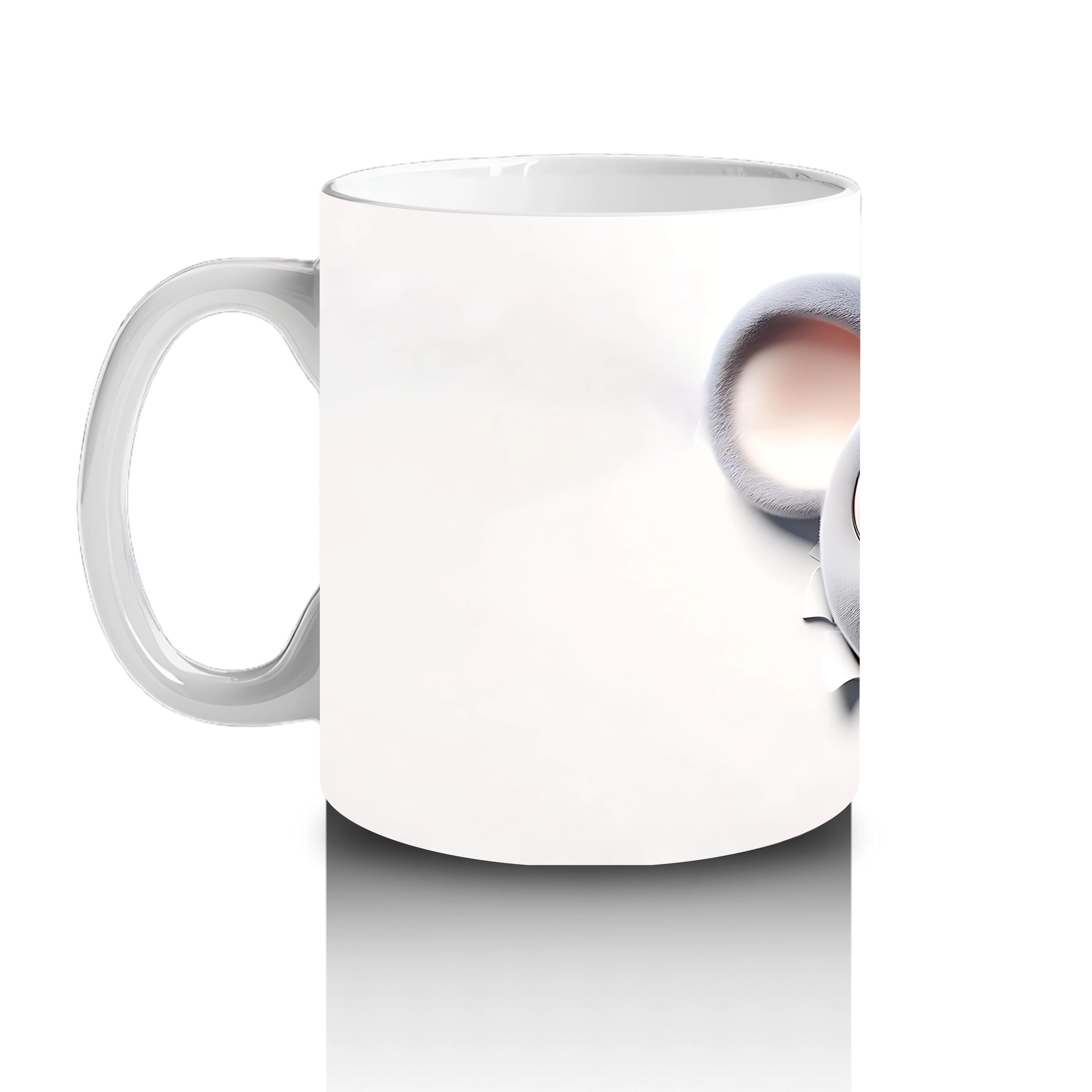 Mavi Gözlü Gülümseyen Fare Maskot – Baskılı Kahve Kupası - 2