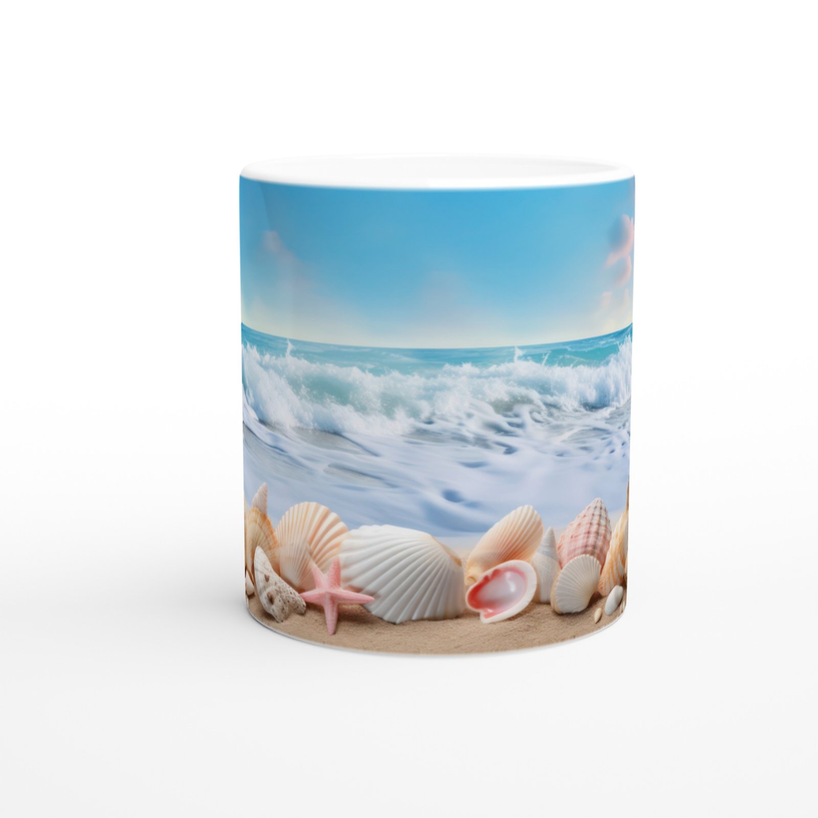 Mavi Ufukta Deniz Kabuğu Kupa Bardak