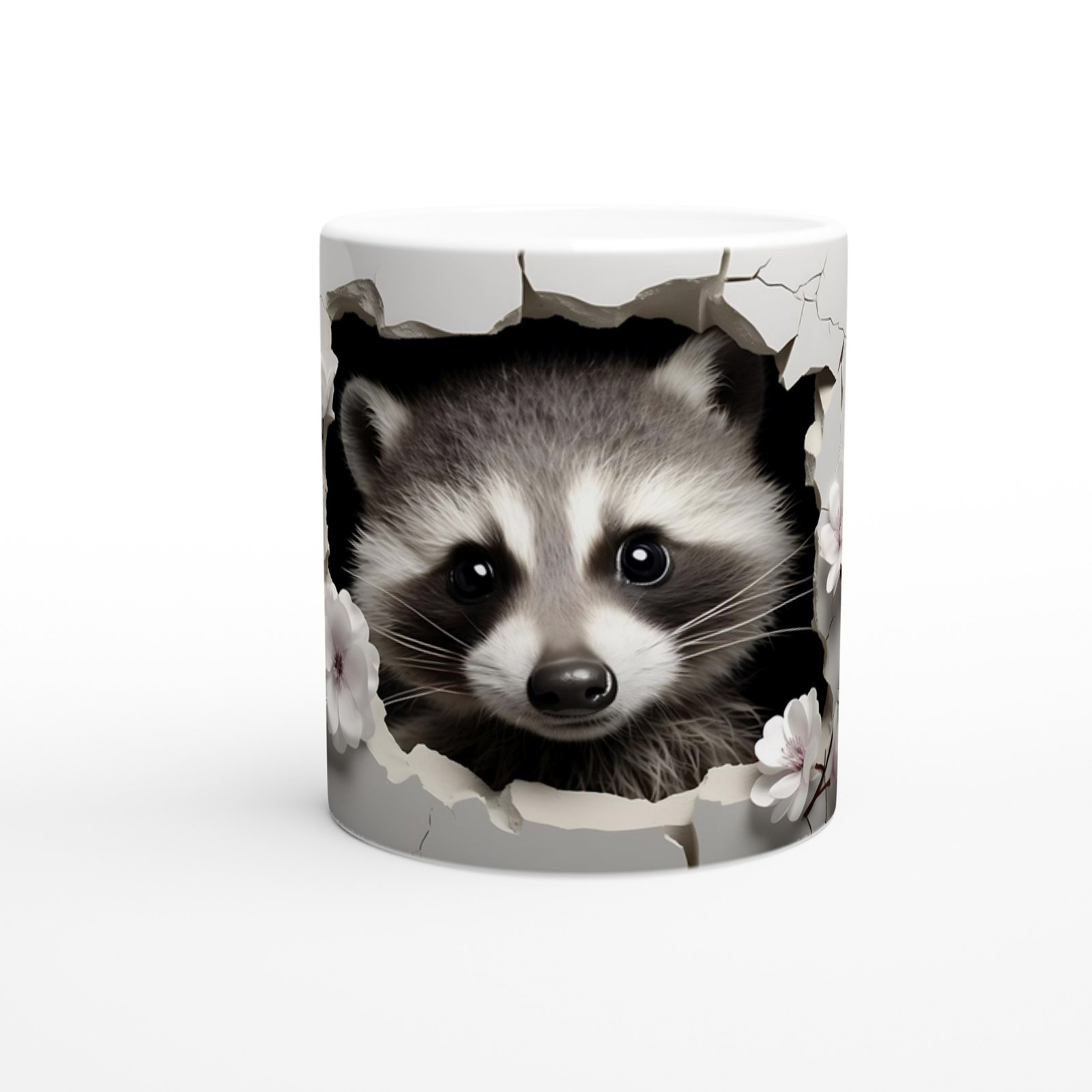 Meraklı Gözlerle Bakan Rakun Temalı Baskılı Kupa Bardak