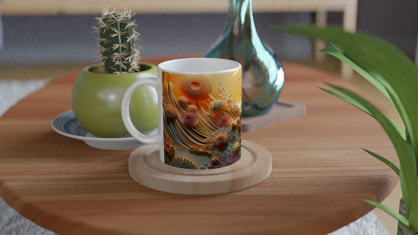 Mercan Bahçesi ve Altın Balıklar Kupa Bardak - 4