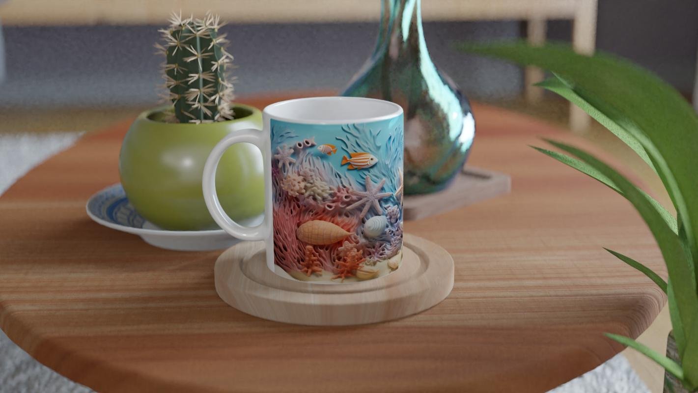 Mercan Bahçesi ve Tropik Balıklar Kupa Bardak - 4