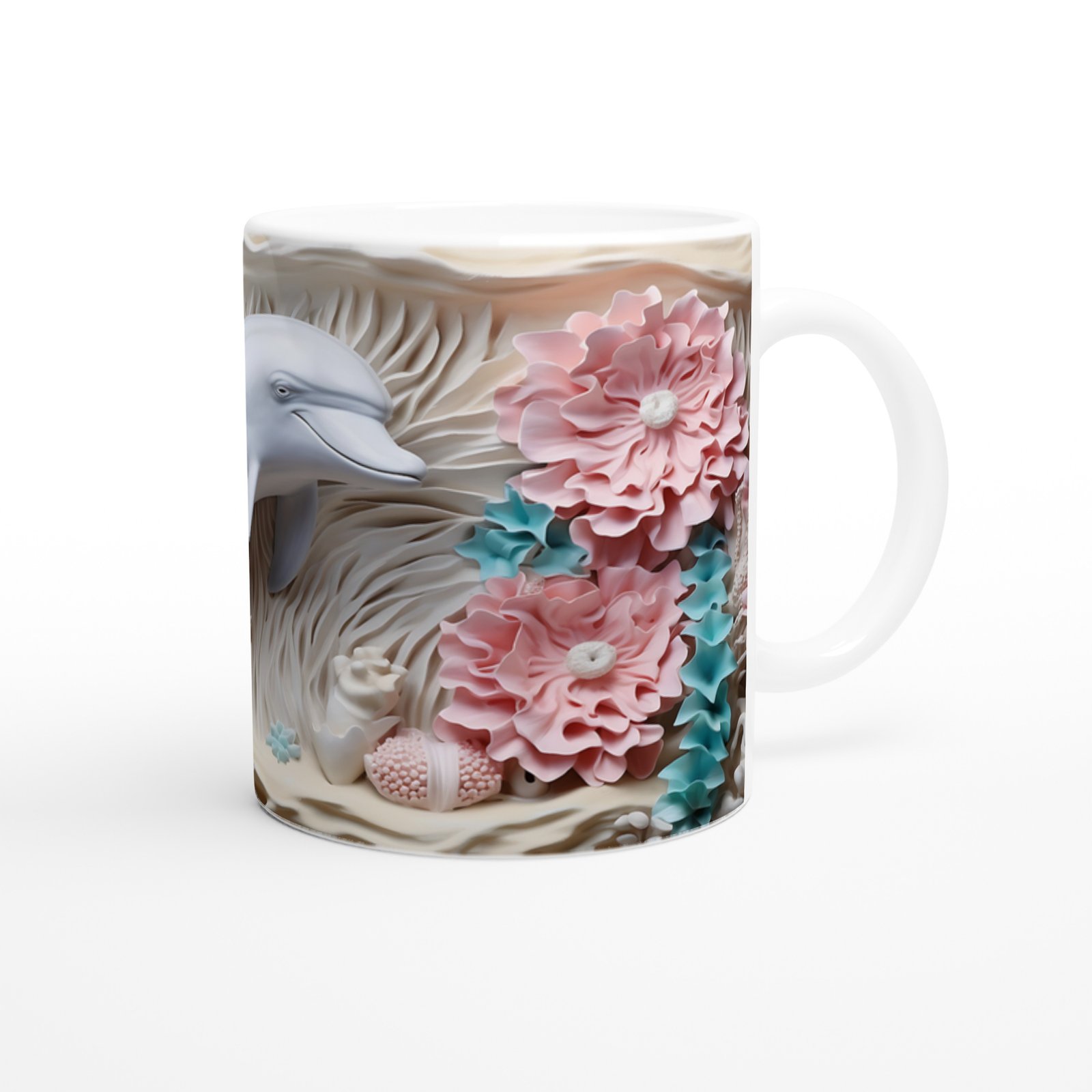 Mercan Bahçesi Yunus ve Çiçekler Kupa Bardak - 3