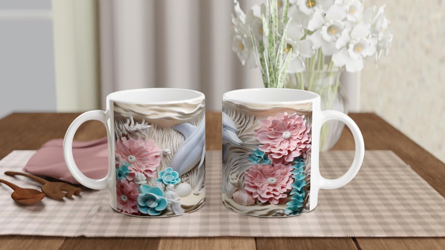 Mercan Bahçesi Yunus ve Çiçekler Kupa Bardak - 5