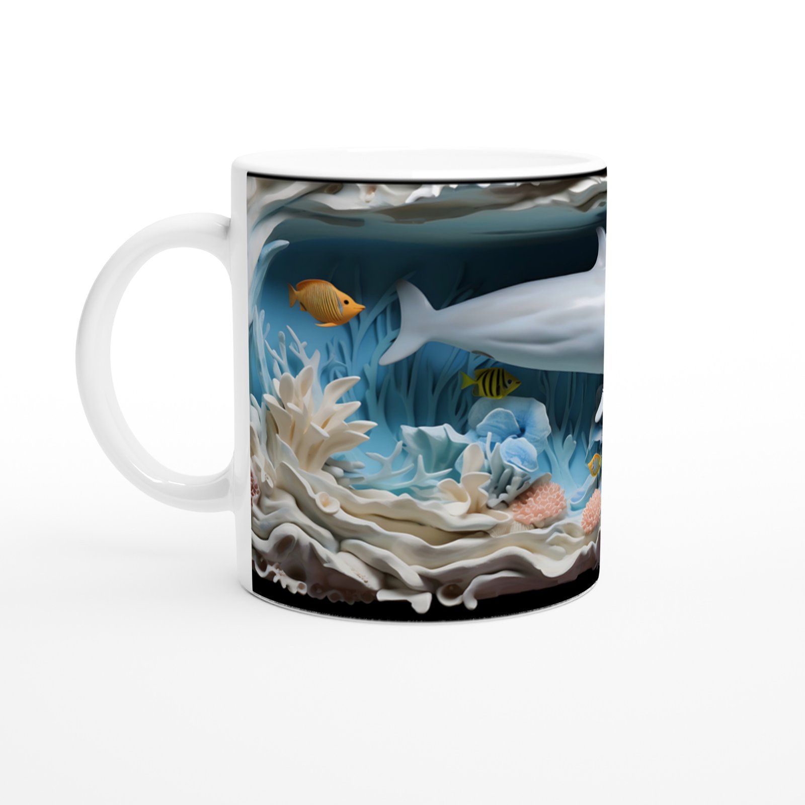 Mercan Bahçesinde Neşeli Yunus Kupa Bardak - 2