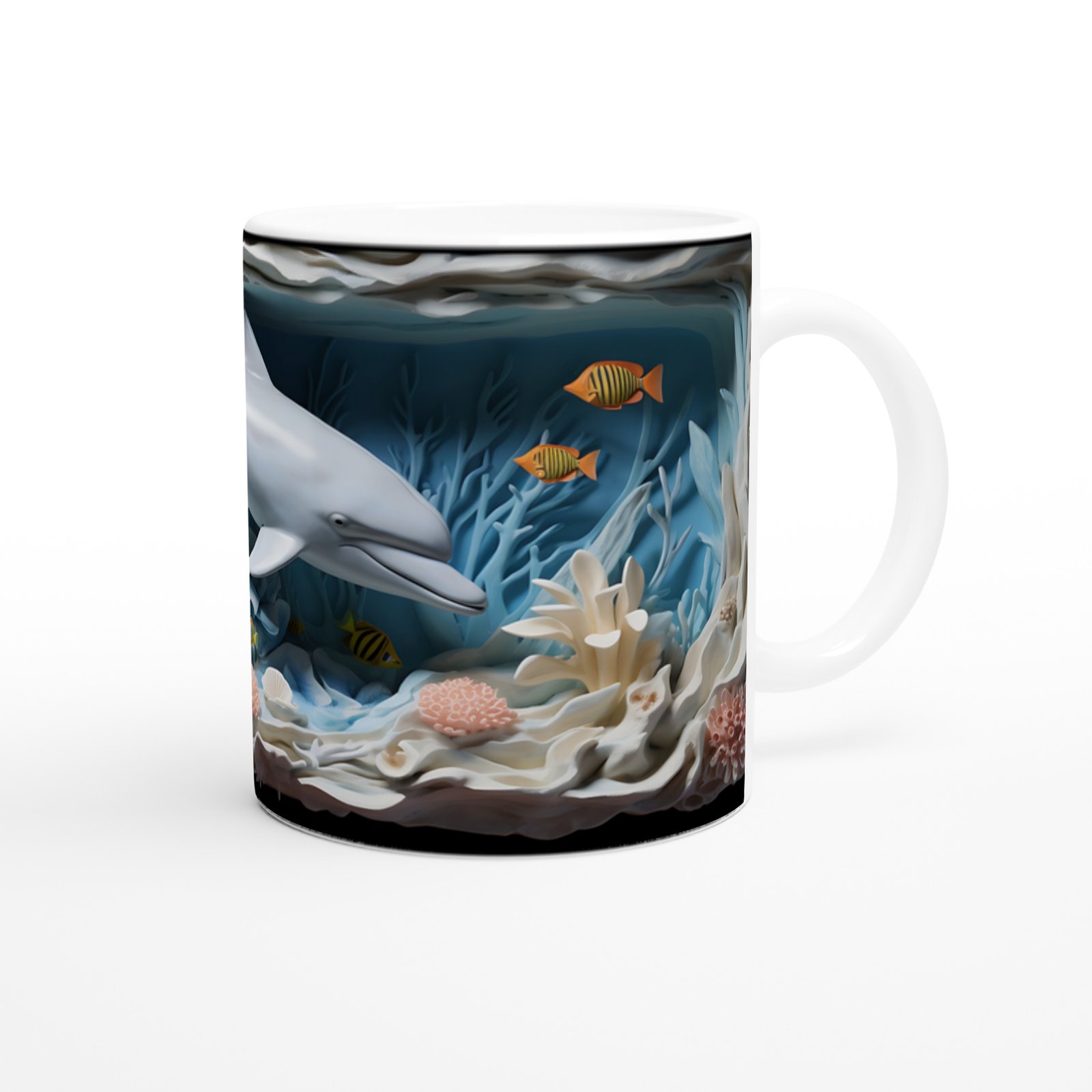 Mercan Bahçesinde Neşeli Yunus Kupa Bardak - 3