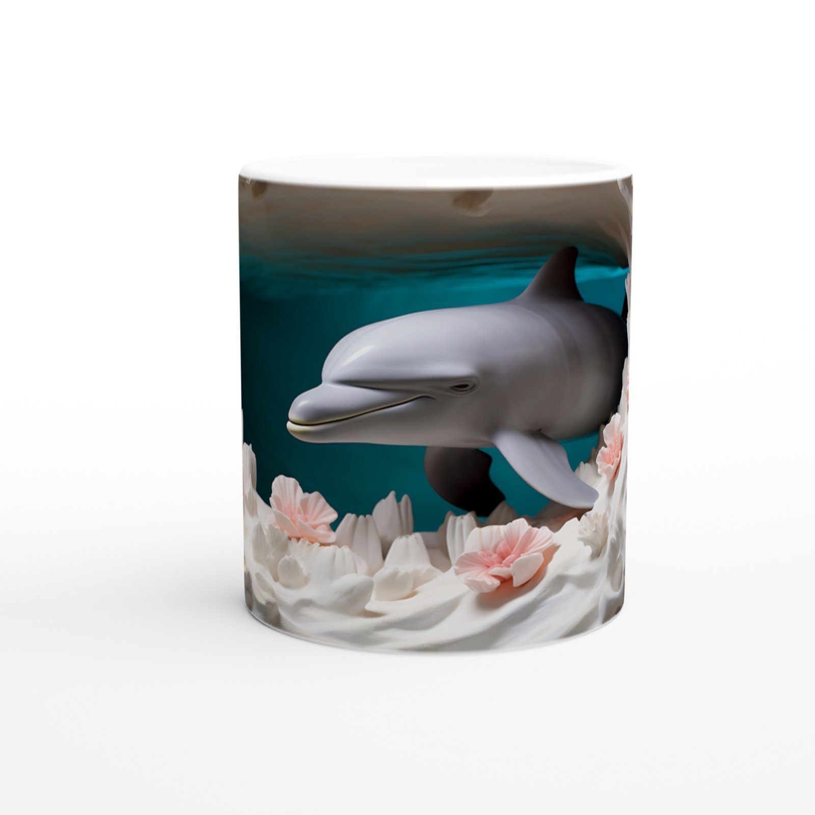 Mercan Bahçesinde Neşeyle Süzülen Yunus Temalı Kupa Bardak