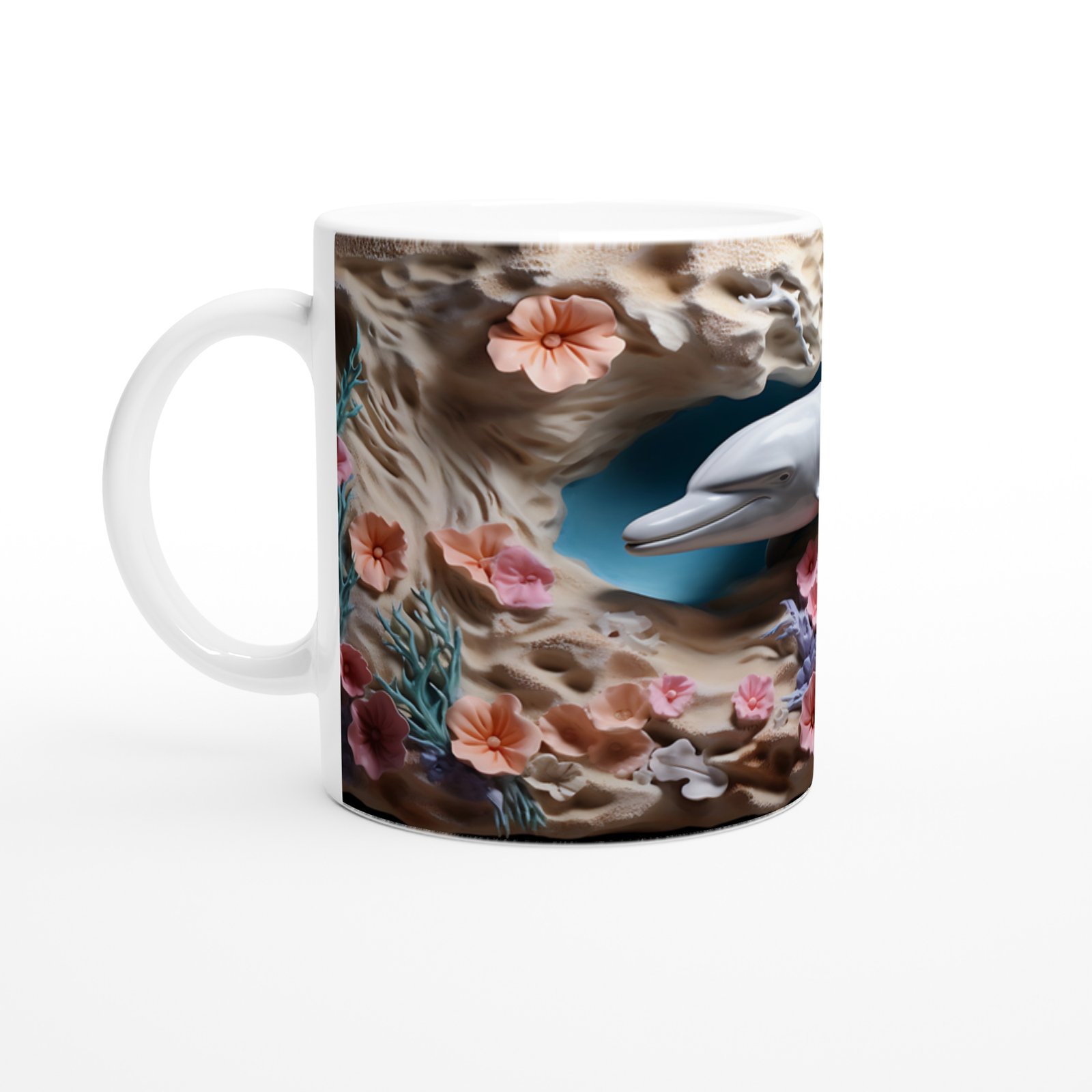 Mercan Bahçesindeki Neşeli Yunus Kupa Bardak - 2