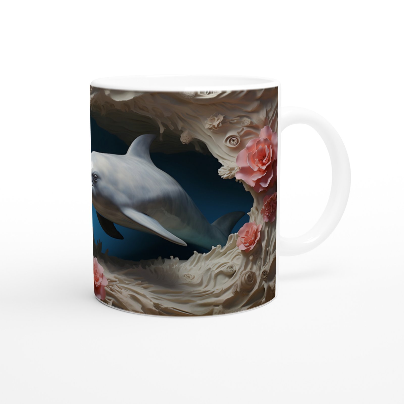 Mercan Dalgaları Arasında Yunus ve Güller Kupa Bardak - 3