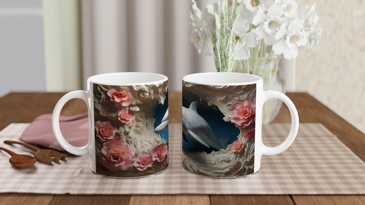 Mercan Dalgaları Arasında Yunus ve Güller Kupa Bardak - 5