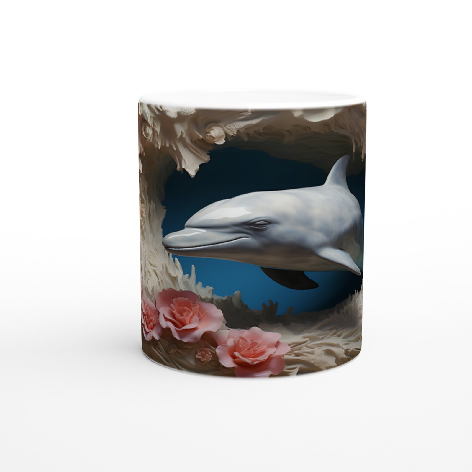 Mercan Dalgaları Arasında Yunus ve Güller Kupa Bardak