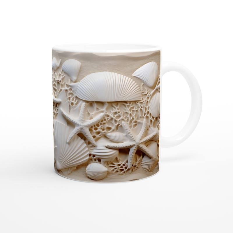 Mercan Doku ve Deniz Yıldızlı Su Altı Temalı Kupa Bardak - 3