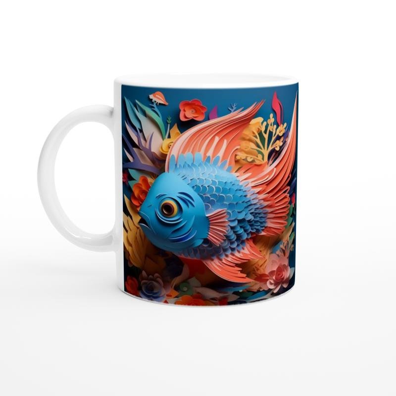 Mercan Kanatlı Mavi Balık Kupa Bardak