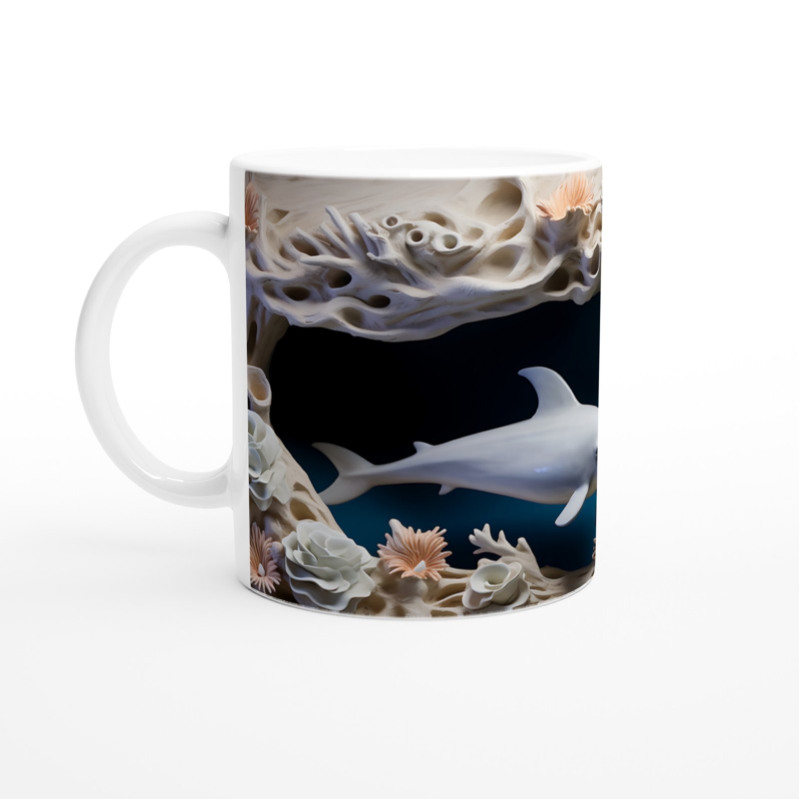 Mercan Kayalıklarında Dans Eden Yunuslar Temalı Kupa Bardak - 2