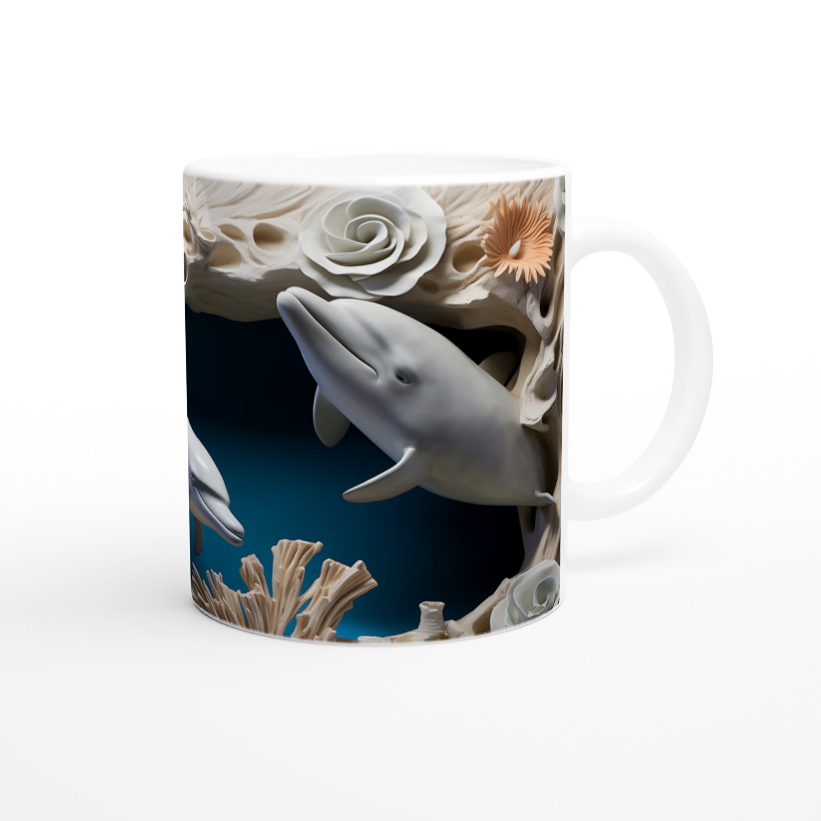 Mercan Kayalıklarında Dans Eden Yunuslar Temalı Kupa Bardak - 3