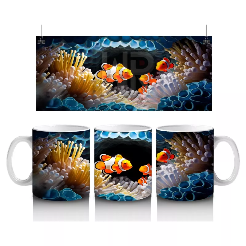 Mercan Kayalıklarında Palyaço Balıkları – Baskılı Kahve Kupası