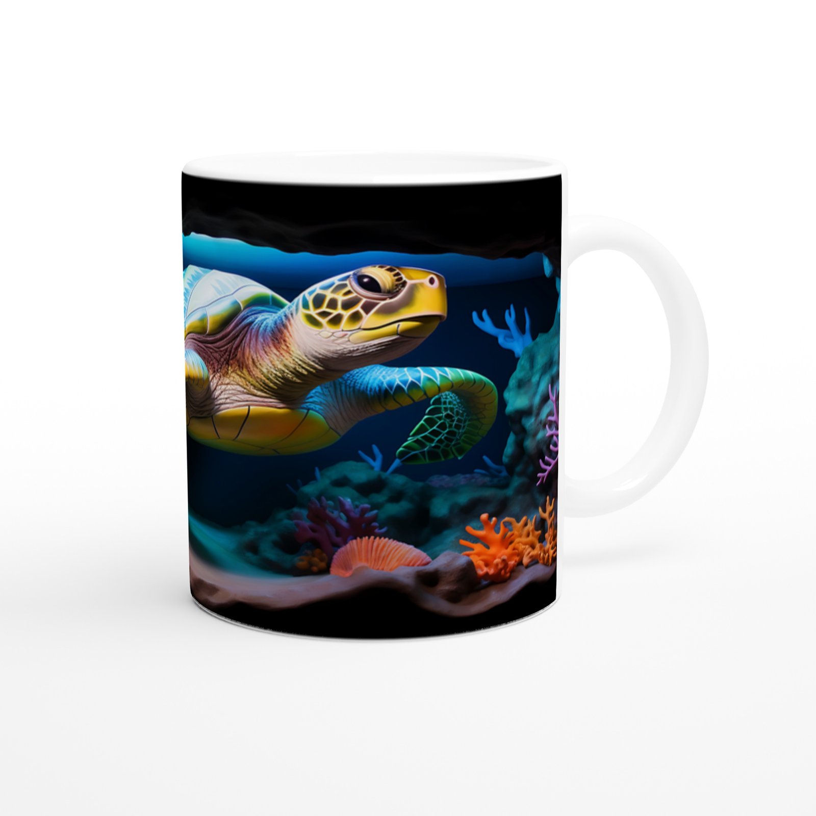 Mercan Mağarasında Yüzen Deniz Kaplumbağası Kupa Bardak - 3