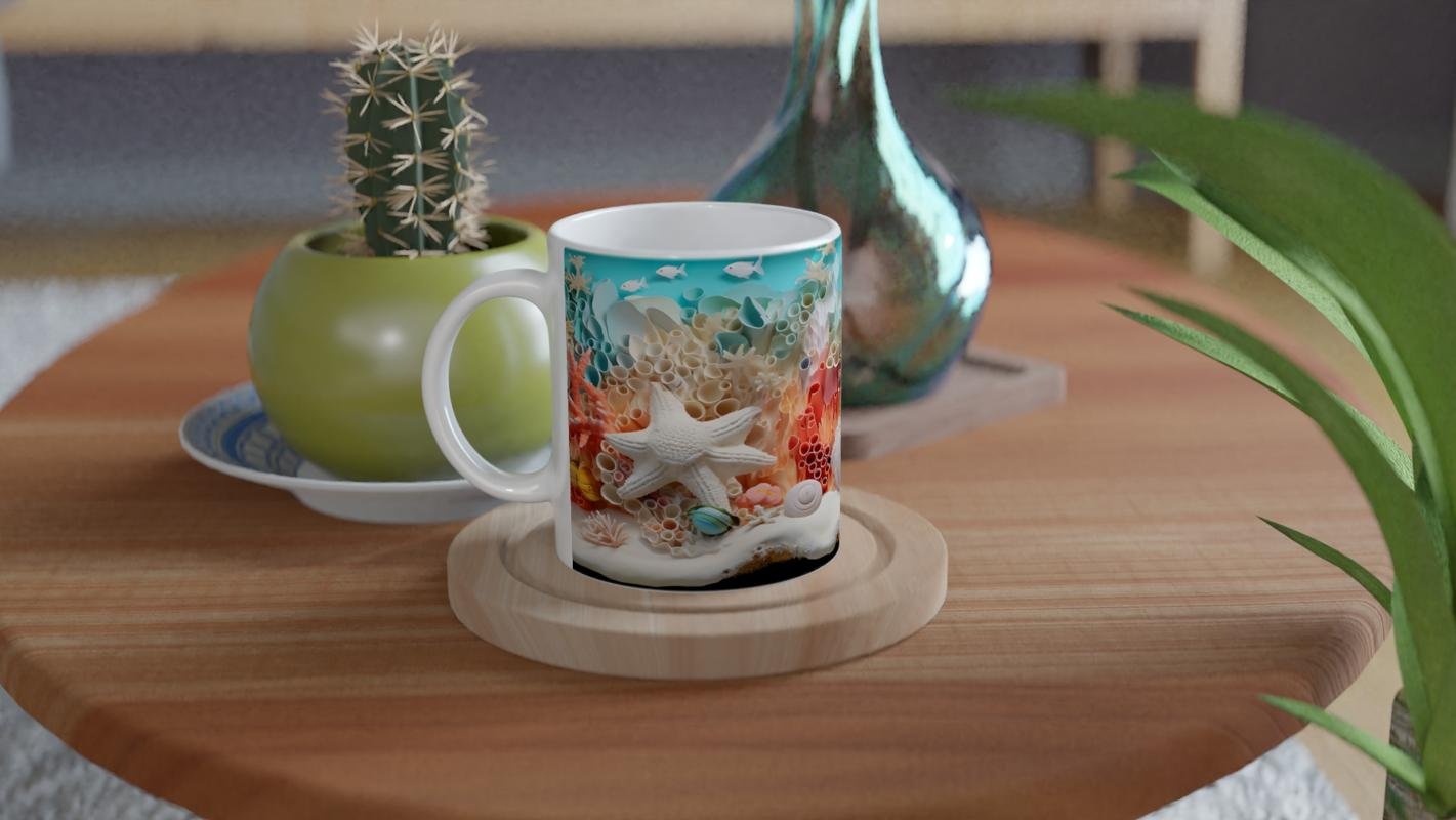 Mercan Ormanında Deniz Yıldızı Kupa Bardak - 4