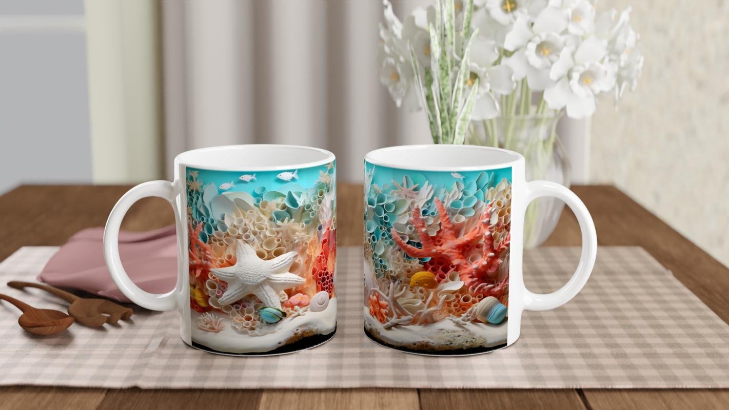 Mercan Ormanında Deniz Yıldızı Kupa Bardak - 5