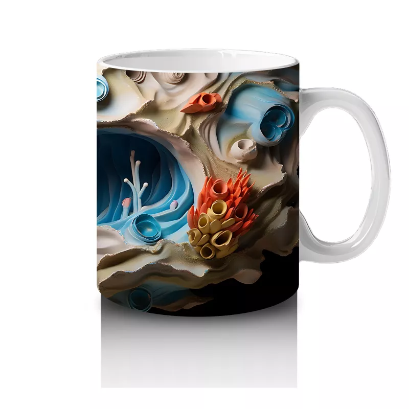 Mercan Resifinde Yüzen Palyaço Balığı Desenli Kupa Bardak - 4