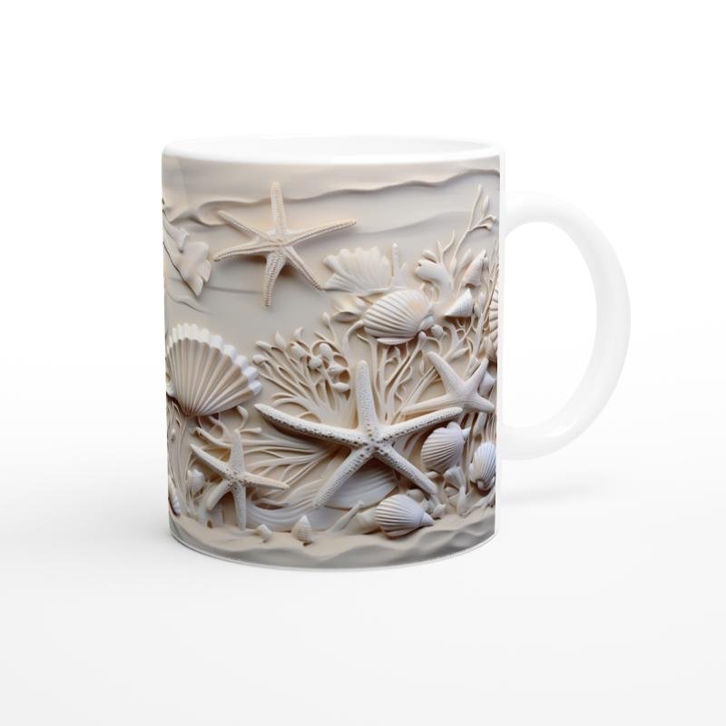 Mercanlar Arasında Deniz Kabuğu ve Yıldızlı Su Altı Temalı Kupa Bardak - 3