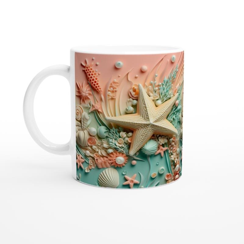 Mercanlar Arasında Deniz Yıldızı Temalı Baskılı Kupa Bardak - 2